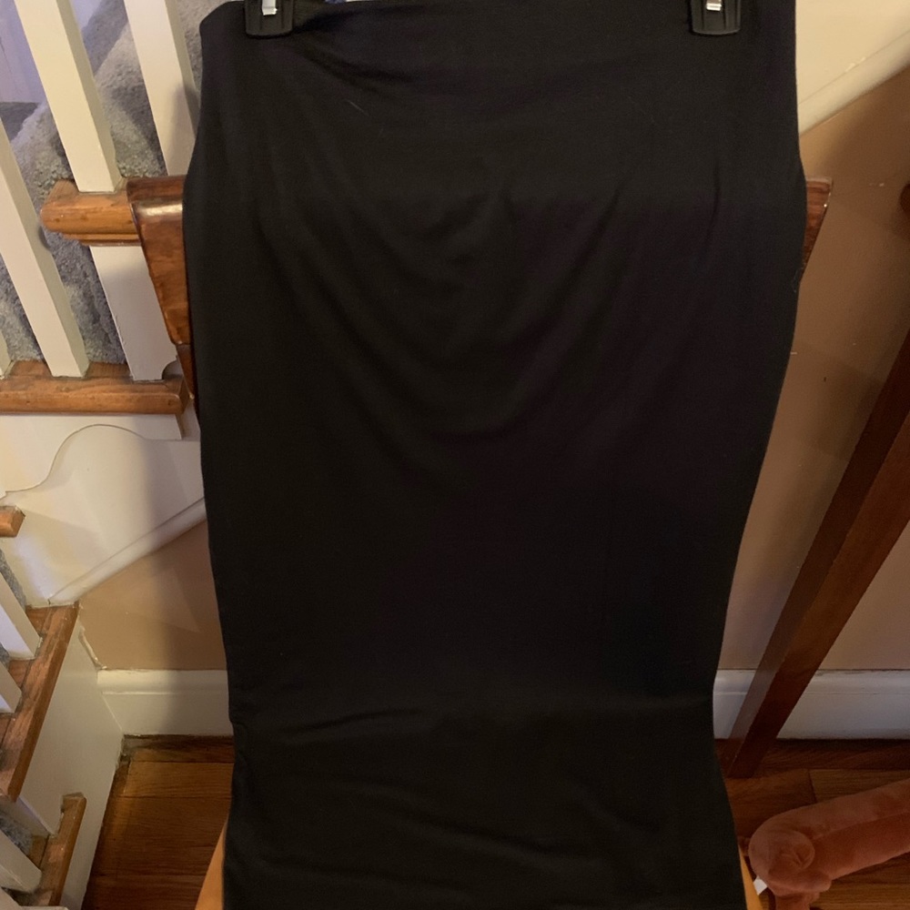 Jersey knit midi pencil skirt, black, size M-tall